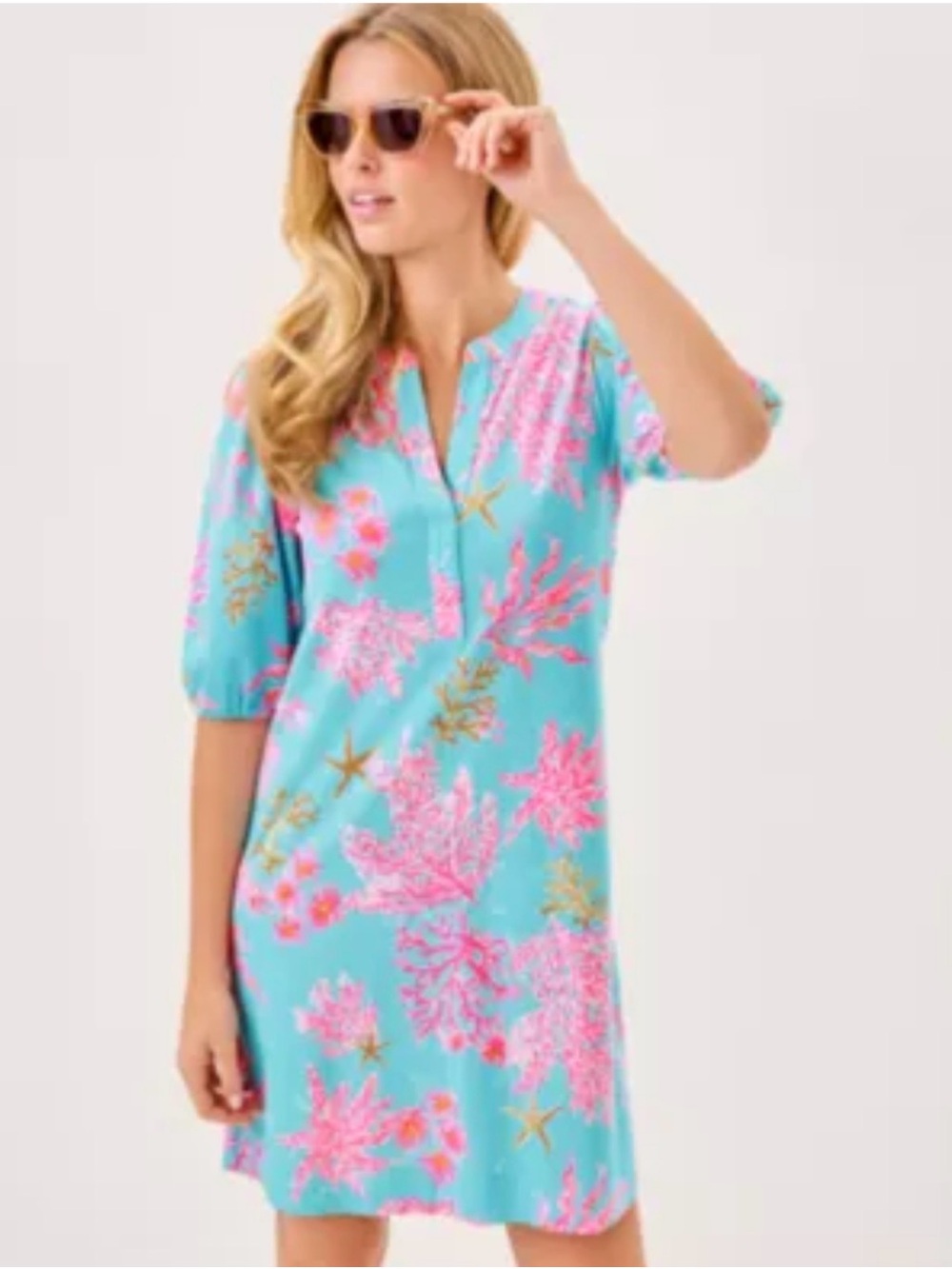 Lilly Pulitzer Dress Colson “Royal Coral” Reef Print Size S NWT Relaxed Cotton